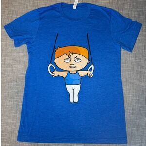 Bella Canvas Mens Gymnast Rings Graphic T-Shirt Blue Heather Tri-Blend Medium